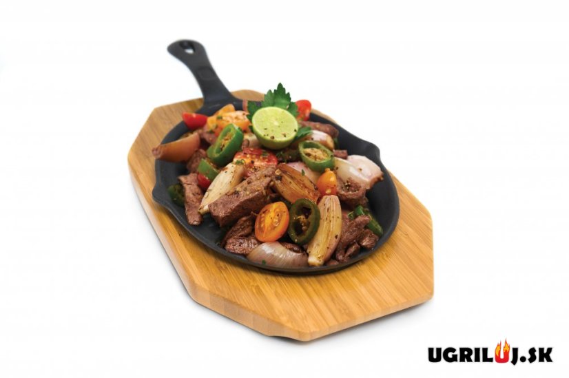 Liatinová panvica na Fajitas s bambusovou doskou Broil King