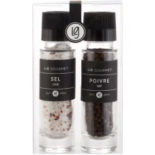 Darčeková sada čierneho korenia a chilli soli Lie Gourmet (mlynček), 2ks