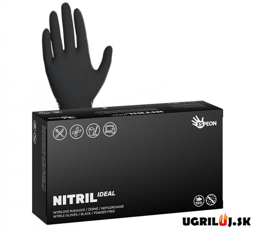Nitrilové rukavice NITRIL IDEAL 100 ks, Veľkosť XL, nepudrované, čierne