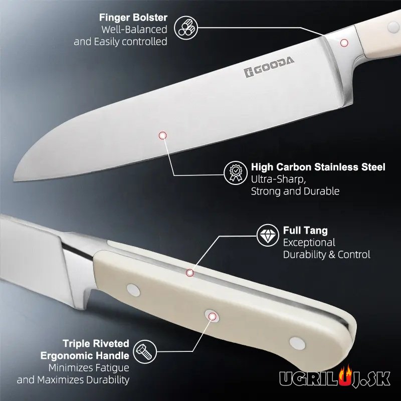 Sada kuchynských nožov so stojanom white, nerez, 5ks