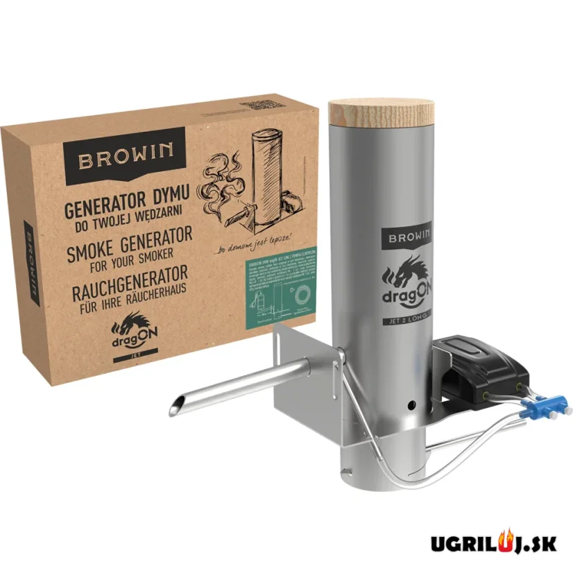 Sada pre vlastnú udiaren Browin dragON, (Generátor dymu s popolníkom JET 2 LONG, Ohrievač s cirkuláciou, Digitálny kontrolér s Wi-Fi), 1500W