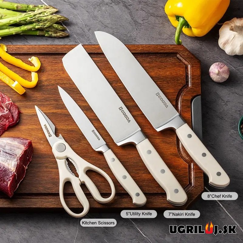 Sada kuchynských nožov so stojanom white, nerez, 5ks