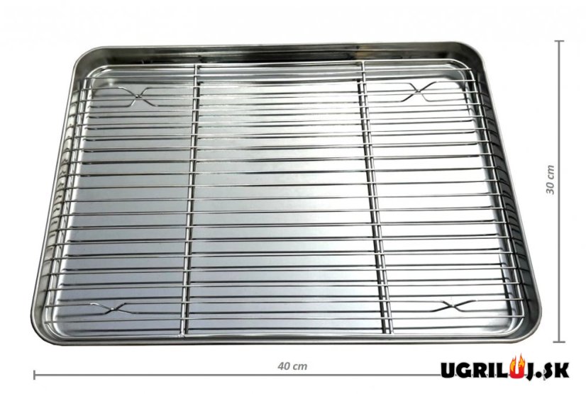 Grilovací plech na pečenie s mriežkou, 40x30cm