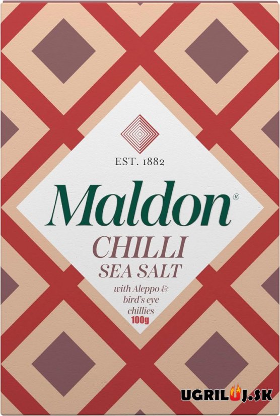 Maldonská soľ, biela, (vločky), chilli, 100g