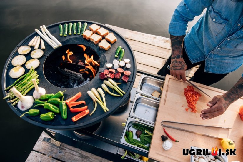 Vonkajšia kuchyňa Höfats "FIRE KITCHEN", s ohniskom Bowl 70 + platňa + hviezdicový stojan