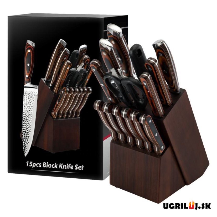 Sada kuchynských nožov so stojanom, tsuchime, nerez, 15ks
