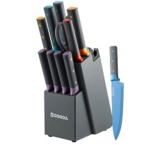 Sada kuchyňských nožů se stojanem, colored, nerez, 11ks
