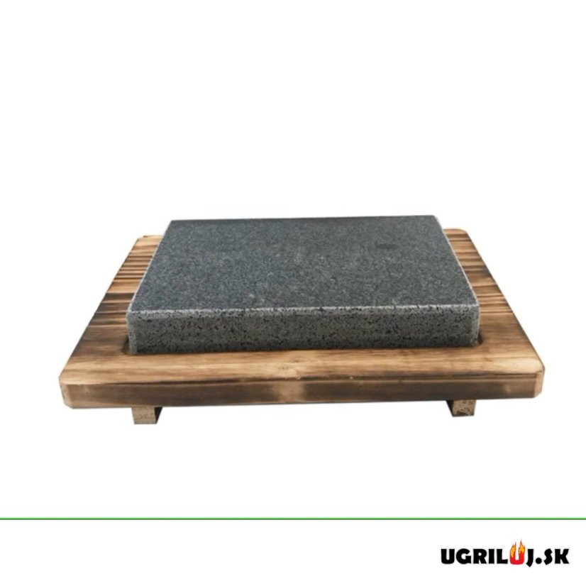 Grilovací kameň na grilovanie s bambusovou doskou, 21x15x3cm