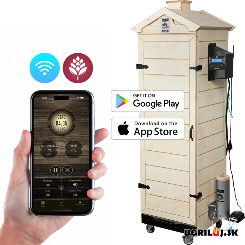 Drevená udiareň Browin dragON Plywood Nature, Digital Wi-Fi, 320L