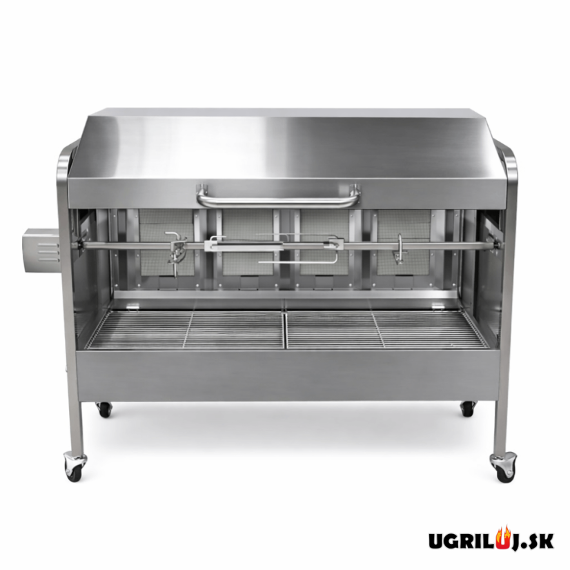 Plynový gril s ražňom Premium, Stainless Steel - Rotiséria na prasiatko, kura a kusy mäsa (25kg max.)