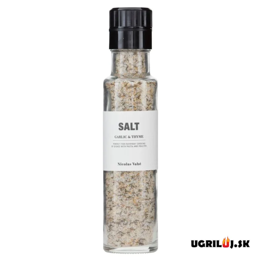 Soľ Nicolas Vahé, Garlic & Thyme (mlynček), 300g