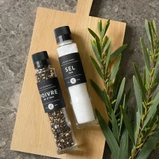 Darčeková sada čierneho a bieleho korenia a morskej soli Lie Gourmet (mlynček), 2ks