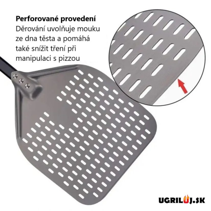 Pizza lopatka teleskopická, perforovaná, 100cm