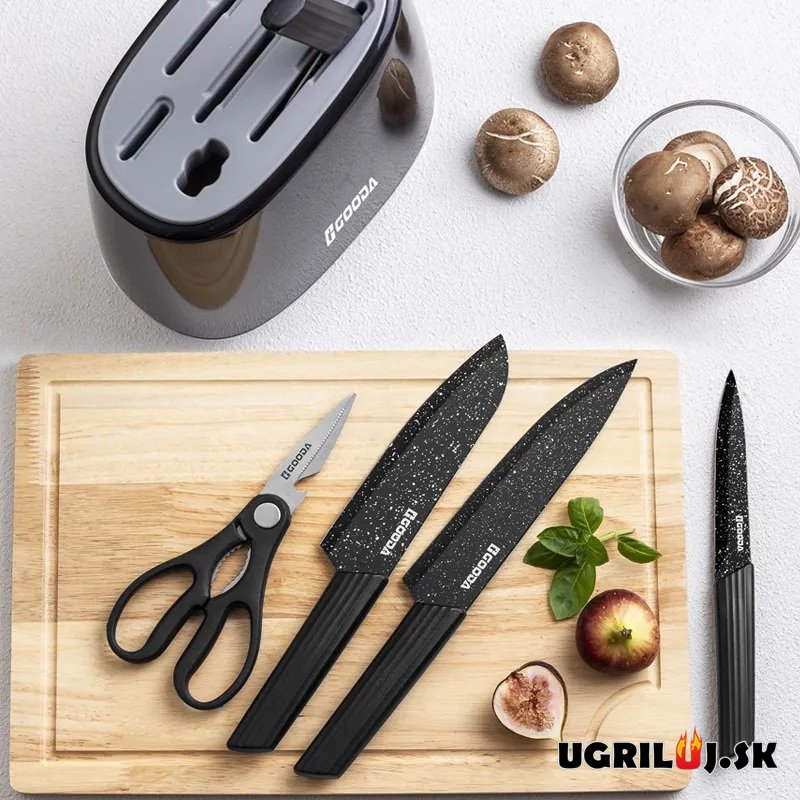 Sada kuchyňských nožů se stojanem black egg, nerez, 6ks