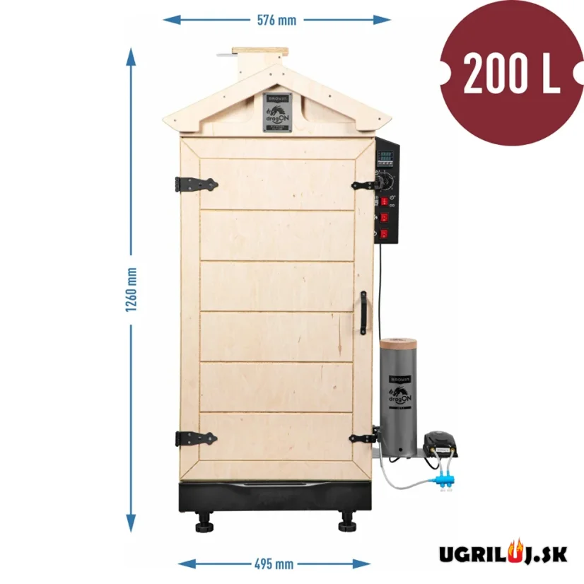 Drevená udiareň Browin dragON Plywood Nature, Digital, 200L