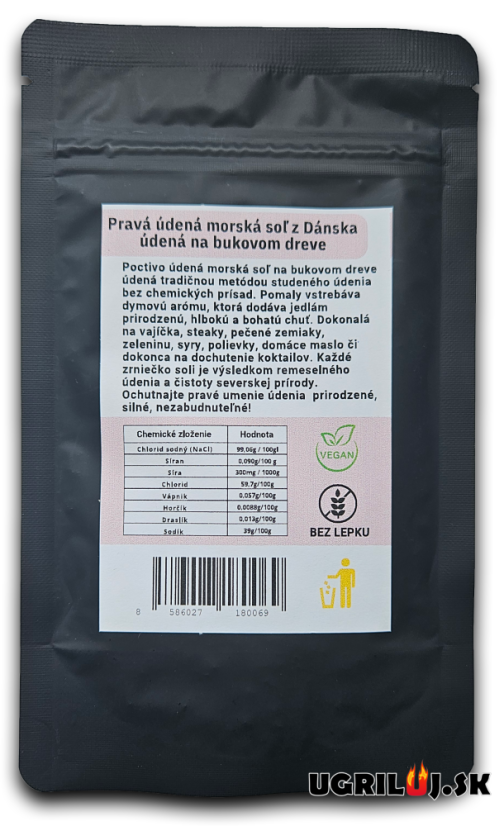Morská soľ údená Yogy Spices, Dánsko, Buk (stredne hrubá), 50g