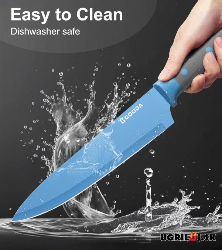 Sada kuchynských nožov so stojanom, colored, nerez, 11ks