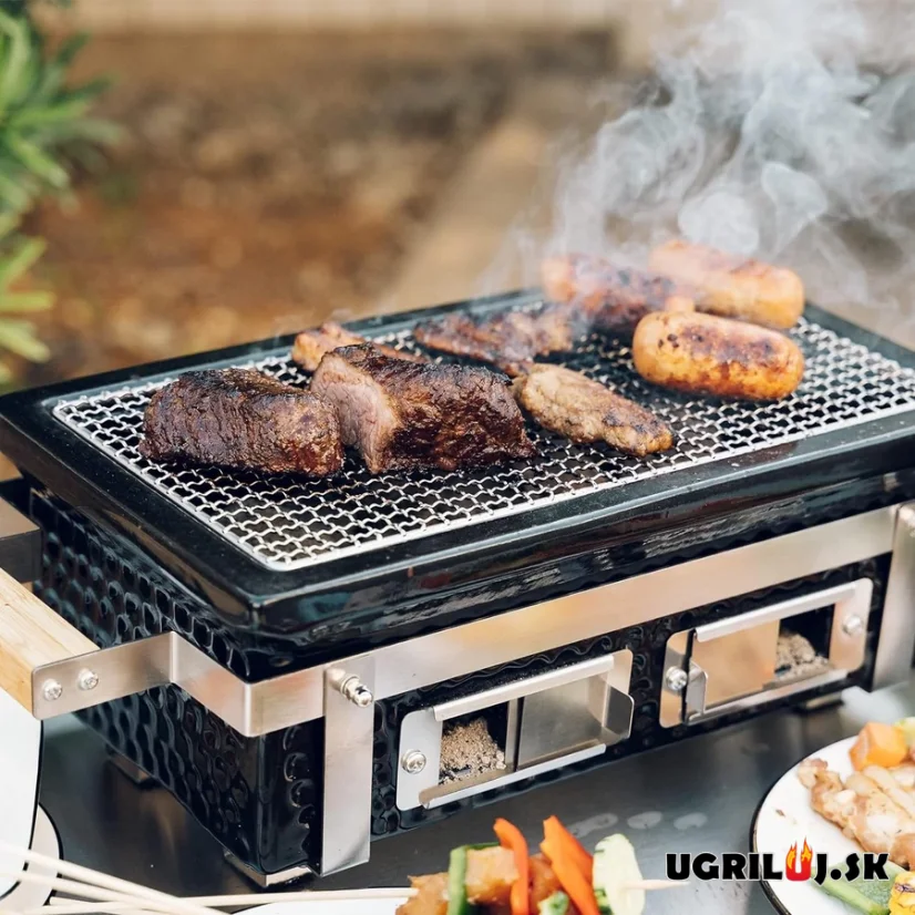 Stolný keramický hibachi gril na drevené uhlie, 39x22cm