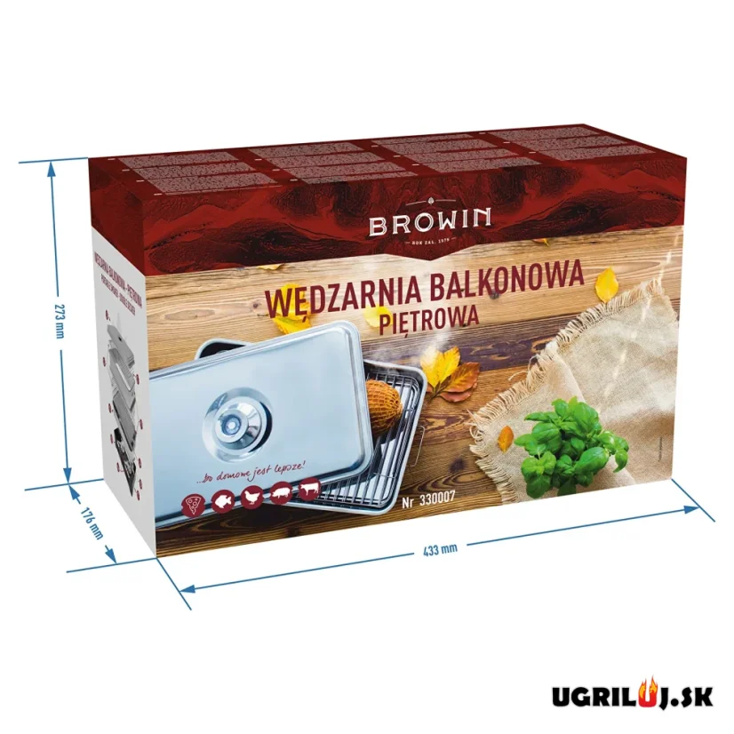 Nerezová prenosná udiareň Browin, 2 poschodová
