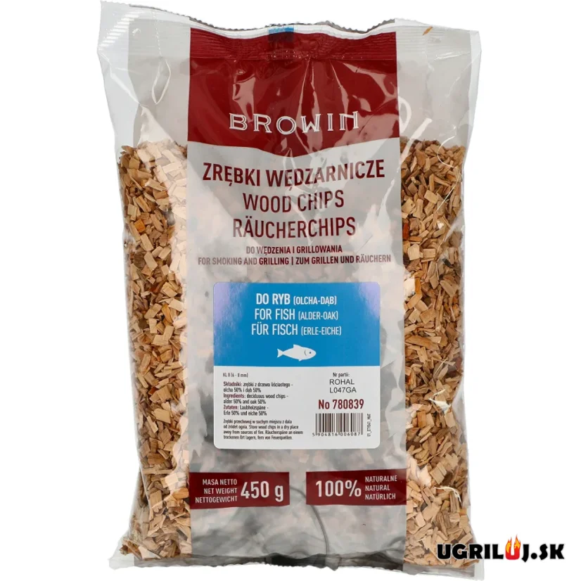 Štiepka do grilu a pre udiarne Browin - 50% Dub / 50% Jelša, 450g (6-8mm)