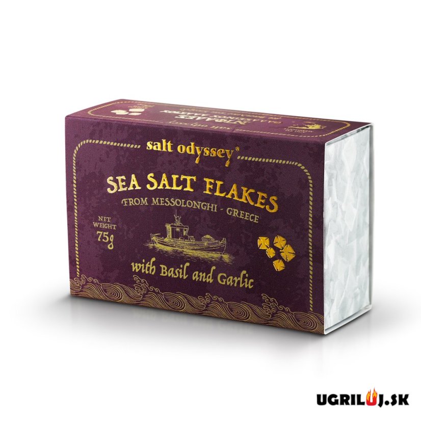 Grécka soľ Salt Odyssey, cesnakovo bazalková, (vločky), 75g