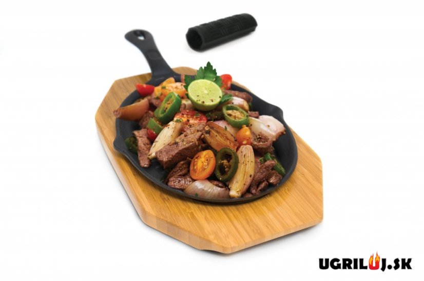 Liatinová panvica na Fajitas s bambusovou doskou Broil King
