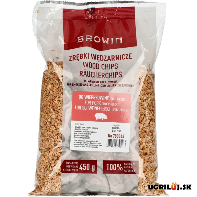 Štiepka do grilu a pre udiarne Browin a Borniak - 70% Jelša / 30% Buk, 450g (1-3mm)