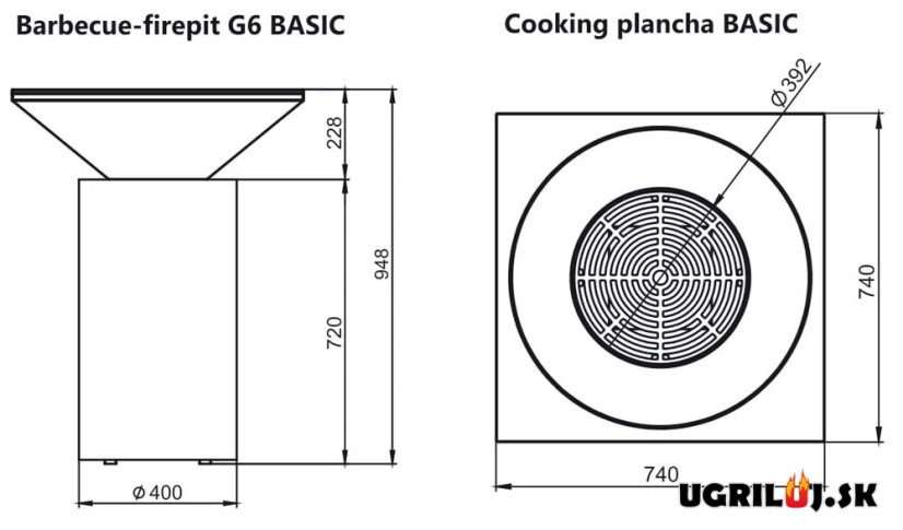 Grilovacie ohnisko Artiss, Basic G6, Corten