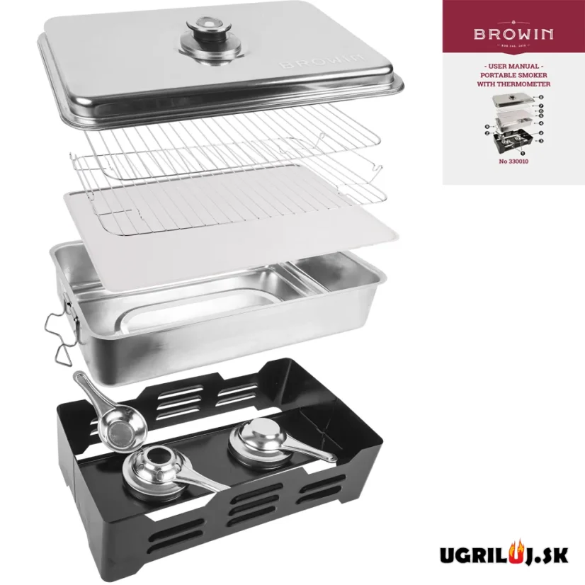 Nerezová prenosná udiareň Browin, SET 2v1