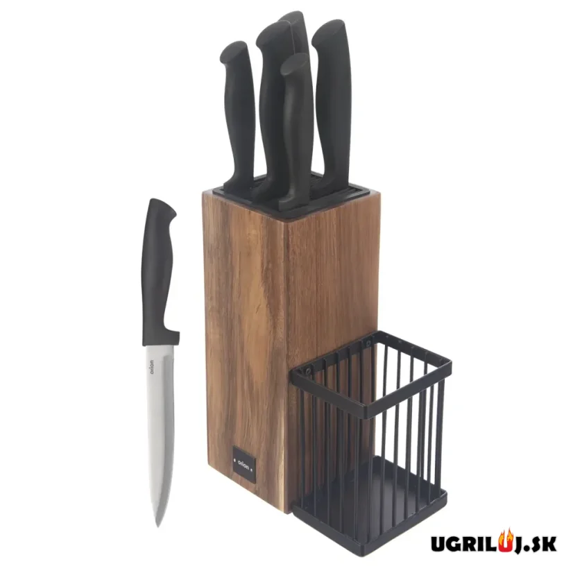 Sada kuchynských nožov, acacia, nerez, 6ks,