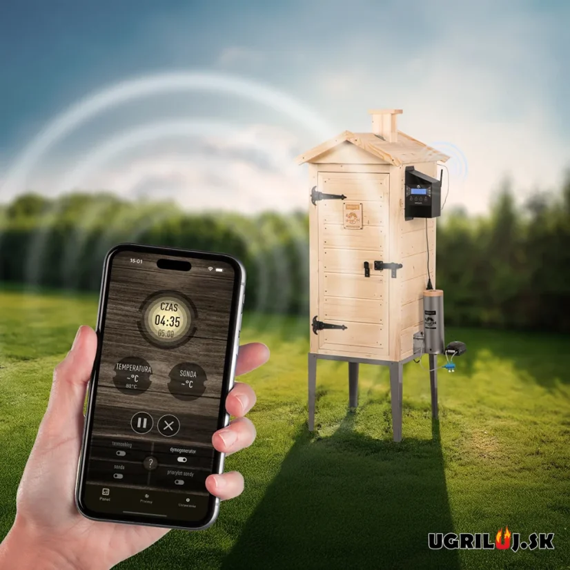 Dřevěná udírna Browin dragON Sprucewood, Digital Wi-Fi, 200L