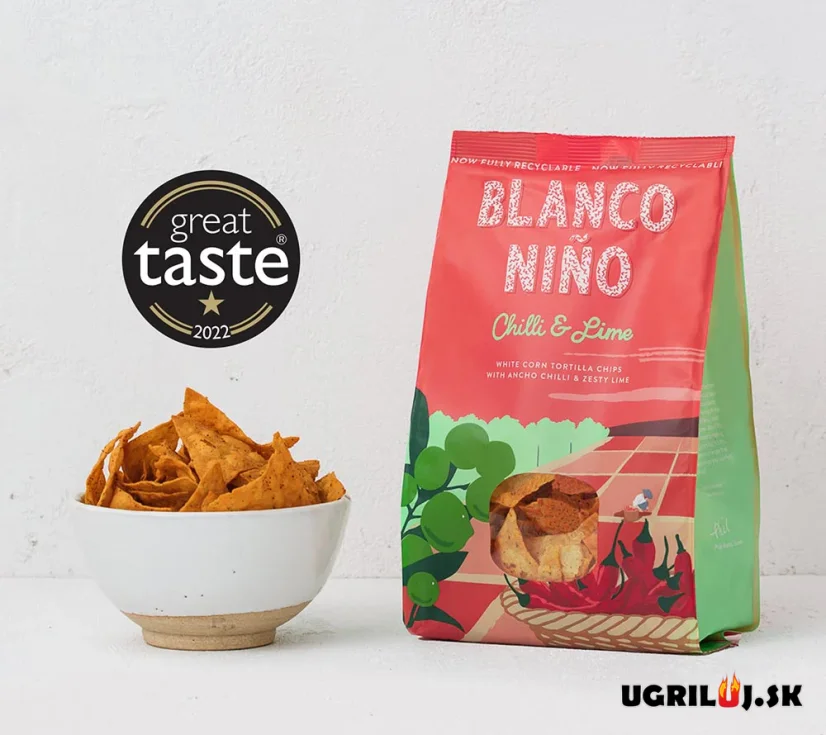 Pravé mexické tortillové lupienky Blanco Niño, Chilli & Lime, 170g