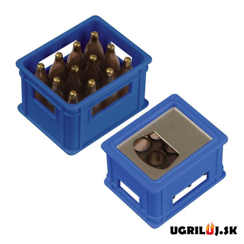 Otvárač na fľaše, pivová debnička, modrá