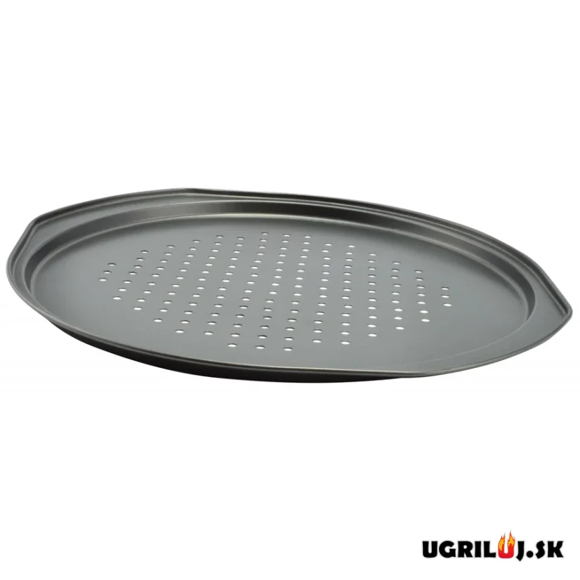Oceľový plech na pizzu, čierny, dierovaný, 33cm