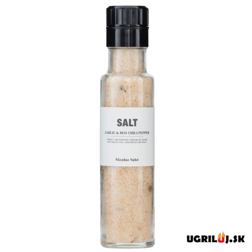 Soľ Nicolas Vahé, Garlic & Red Chilli Pepper (mlynček), 325g