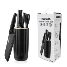 Sada kuchyňských nožů se stojanem black tube, nerez, 5ks
