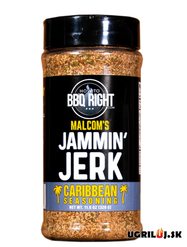 Grilovací koření How to BBQ Right, Malcom's Jammin Jerk, Caribbean Seasoning, 326g