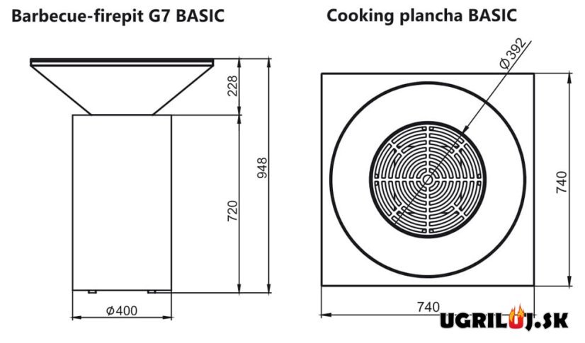 Grilovacie ohnisko Artiss, Basic G7, Graphite