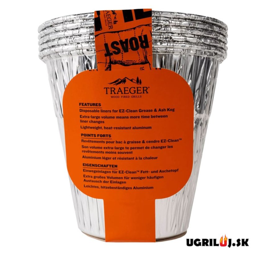 Aluminiová vložka pre kýbliky do grilov Traeger (WOODRIDGE, IRONWOOD, TIMBERLINE), 5ks