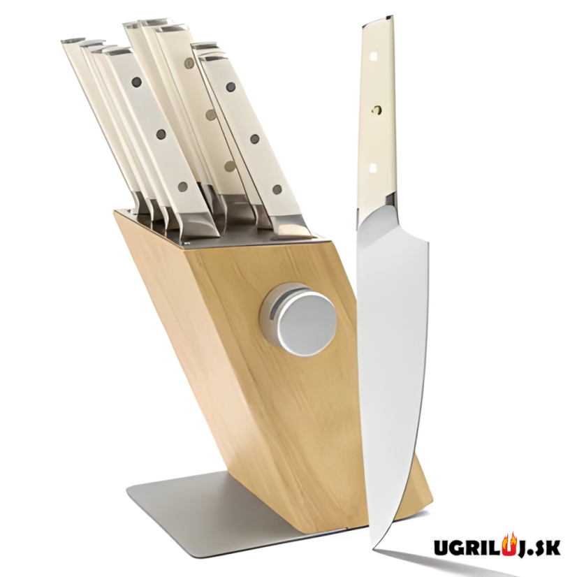 Sada kuchyňských nožů se stojanem, white, nerez, 10ks
