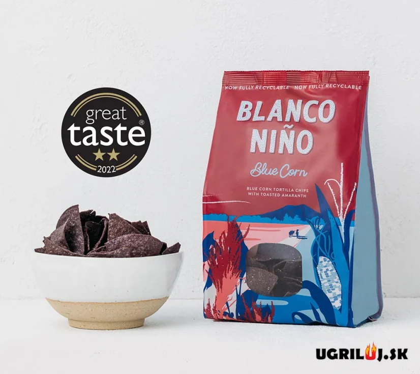 Pravé mexické tortillové lupienky Blanco Niño, Blue Corn, 170g