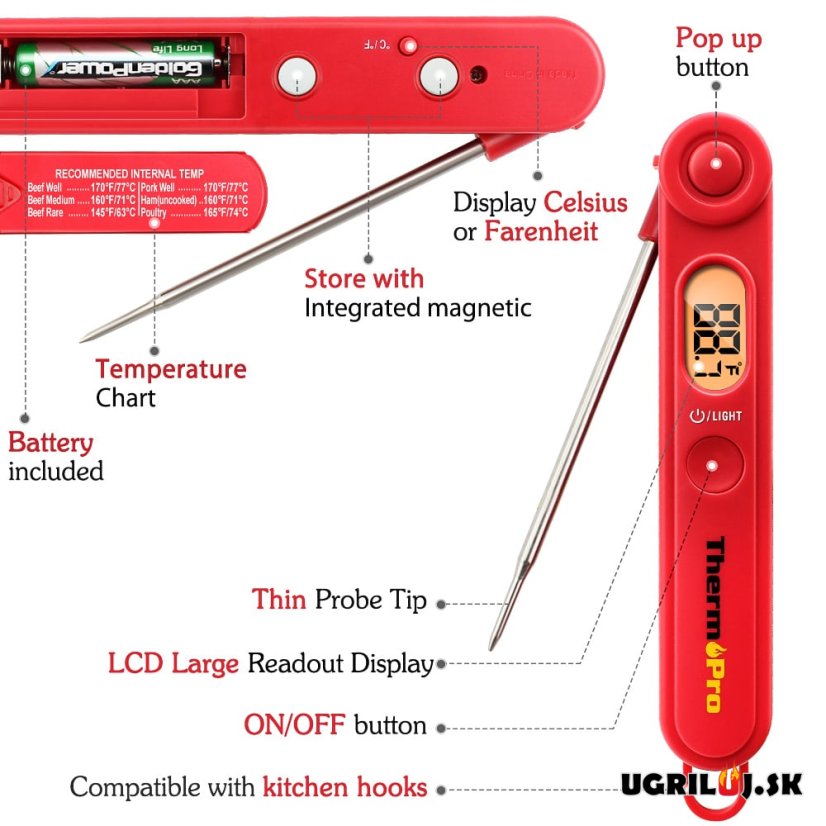 Vpichový teplomer ThermoPro - TP-03B