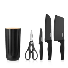 Sada kuchynských nožov so stojanom black tube, nerez, 5ks