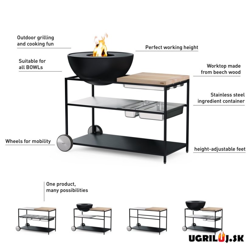 Vonkajšia kuchyňa Höfats "FIRE KITCHEN", s ohniskom Bowl 70 + platňa + hviezdicový stojan