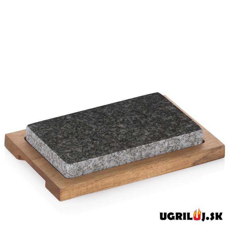 Grilovací kameň na grilovanie Premium s akáciovou doskou, 24x16cm
