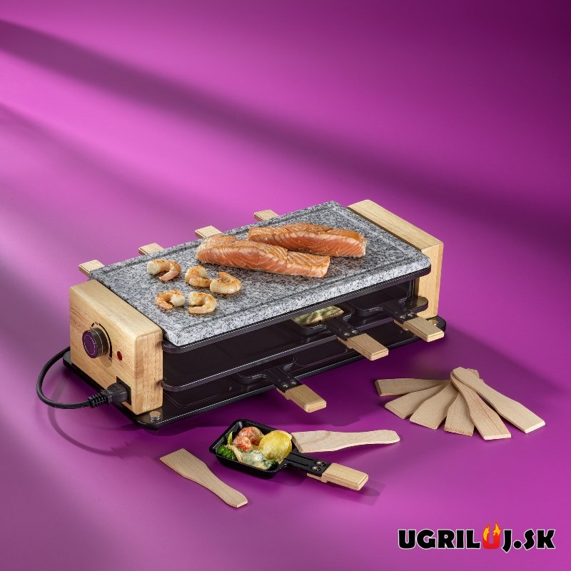Stolný elektrický gril Raclette, grilovací kámen, 49x21cm