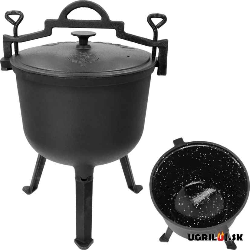 Liatinový poľovnícky  smaltovaný kotlík Browin, 10L