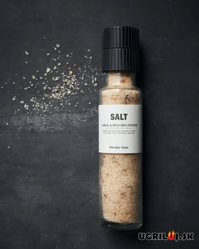 Soľ Nicolas Vahé, Garlic & Red Chilli Pepper (mlynček), 325g