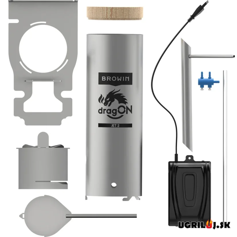Sada pre vlastnú udiaren Browin dragON, (Generátor dymu s popolníkom JET 2 LONG, Ohrievač s cirkuláciou, Digitálny kontrolér s Wi-Fi), 1500W