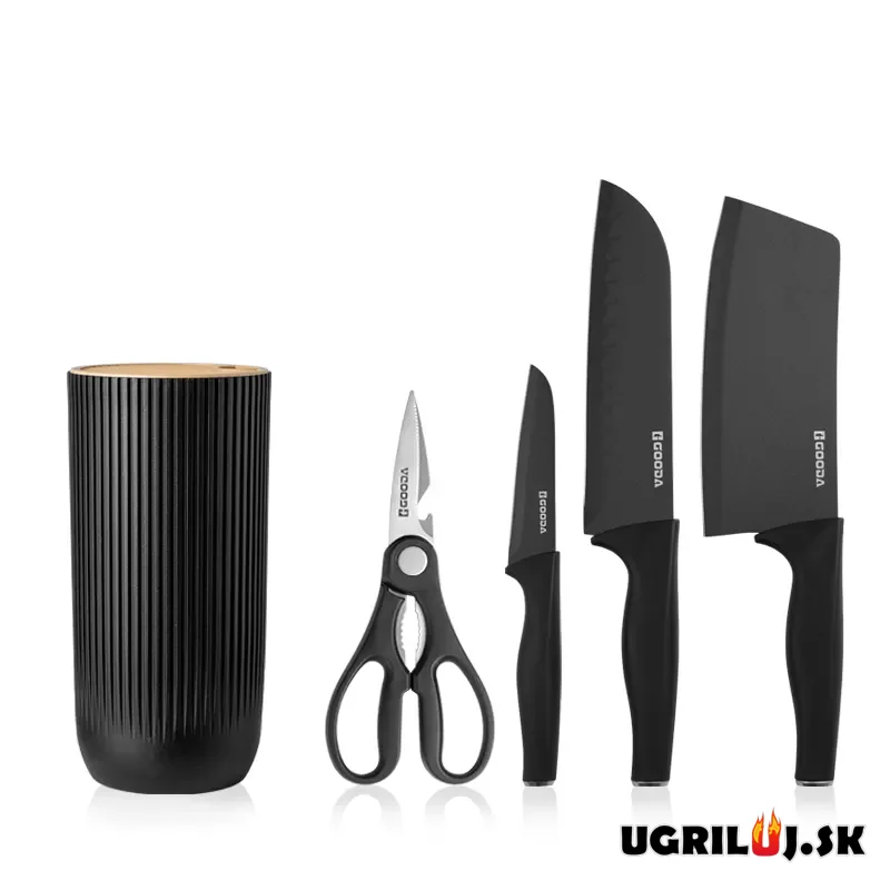 Sada kuchynských nožov so stojanom black tube, nerez, 5ks